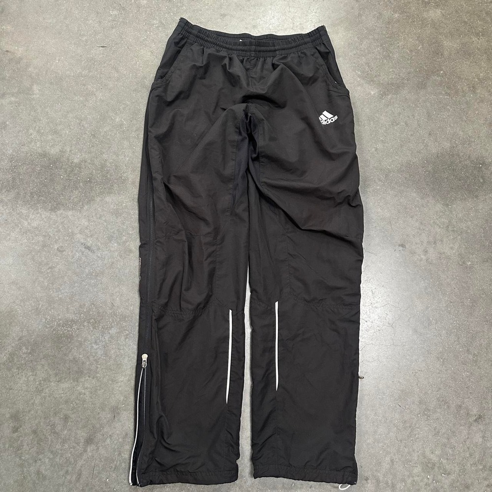 Adidas Black Clima 365 Track Pants White Stripes Full Leg Zip Size Medium